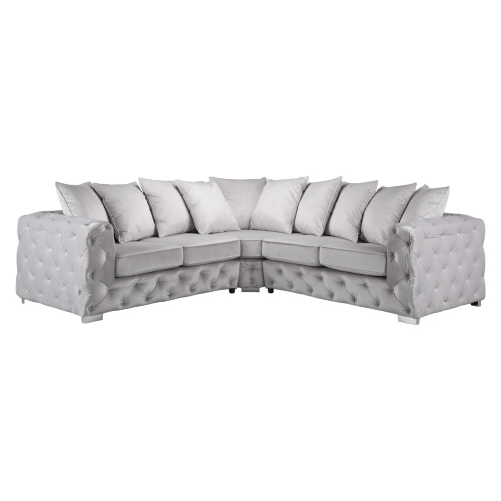 Ankara Silver Tufted Large Corner Sofa