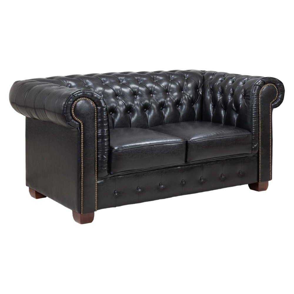 Chesterfield Black Tufted 2 Seater Sofa