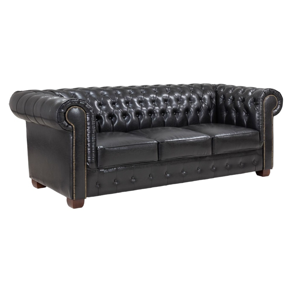 Chesterfield Black Tufted 3 Seater Sofa