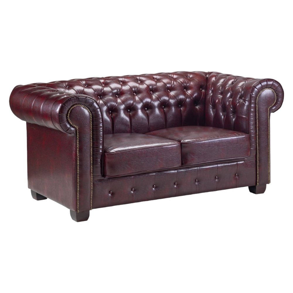 Chesterfield Oxblood Red Tufted 2 Seater Sofa