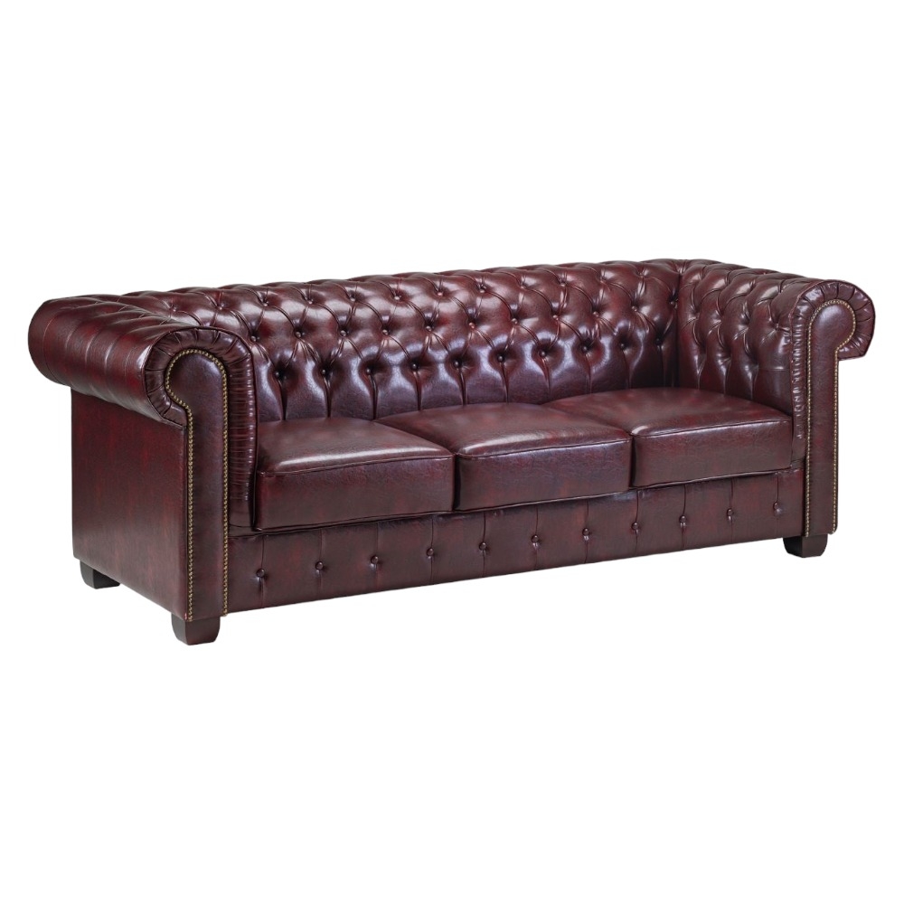 Chesterfield Oxblood Red Tufted 3 Seater Sofa