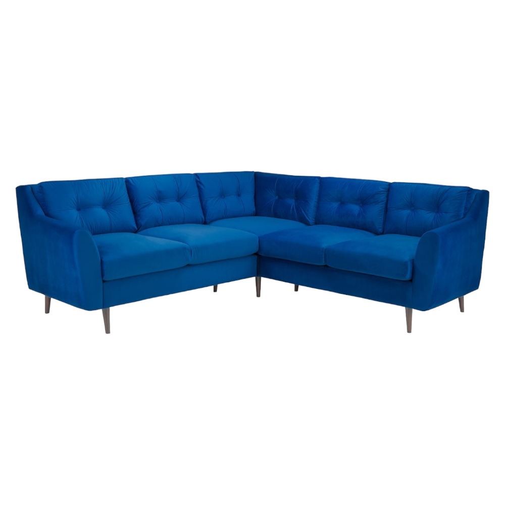 Halston Plush Blue Tufted Large Corner Sofa