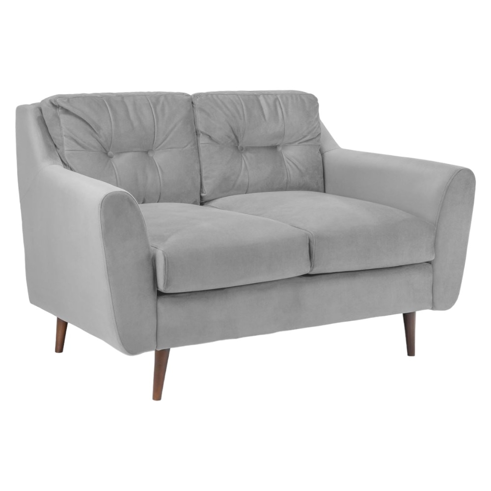 Halston Plush Grey Tufted 2 Seater Sofa