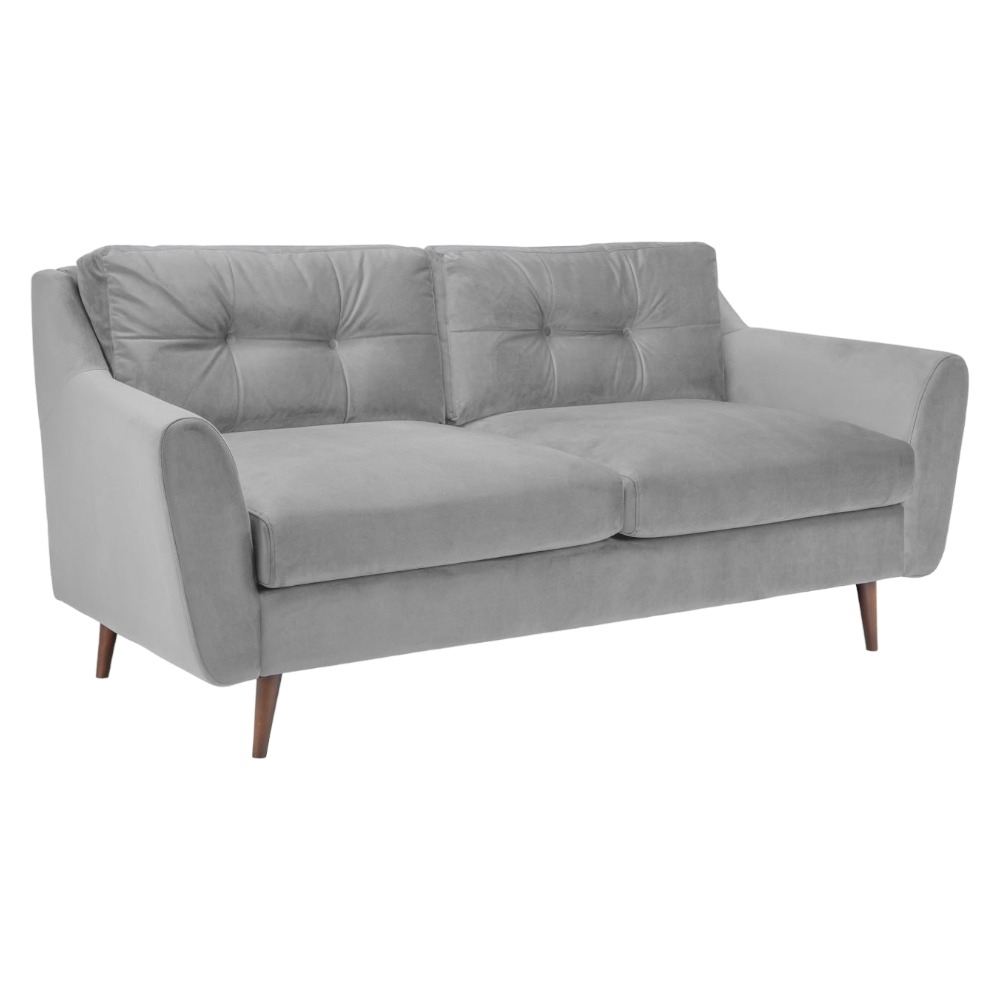 Halston Plush Grey Tufted 3 Seater Sofa