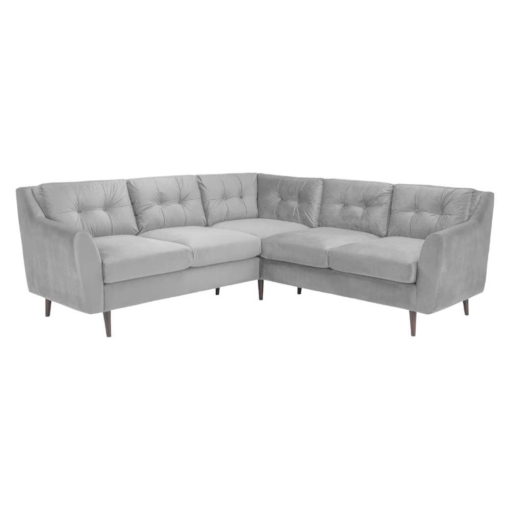 Halston Plush Grey Tufted Large Corner Sofa