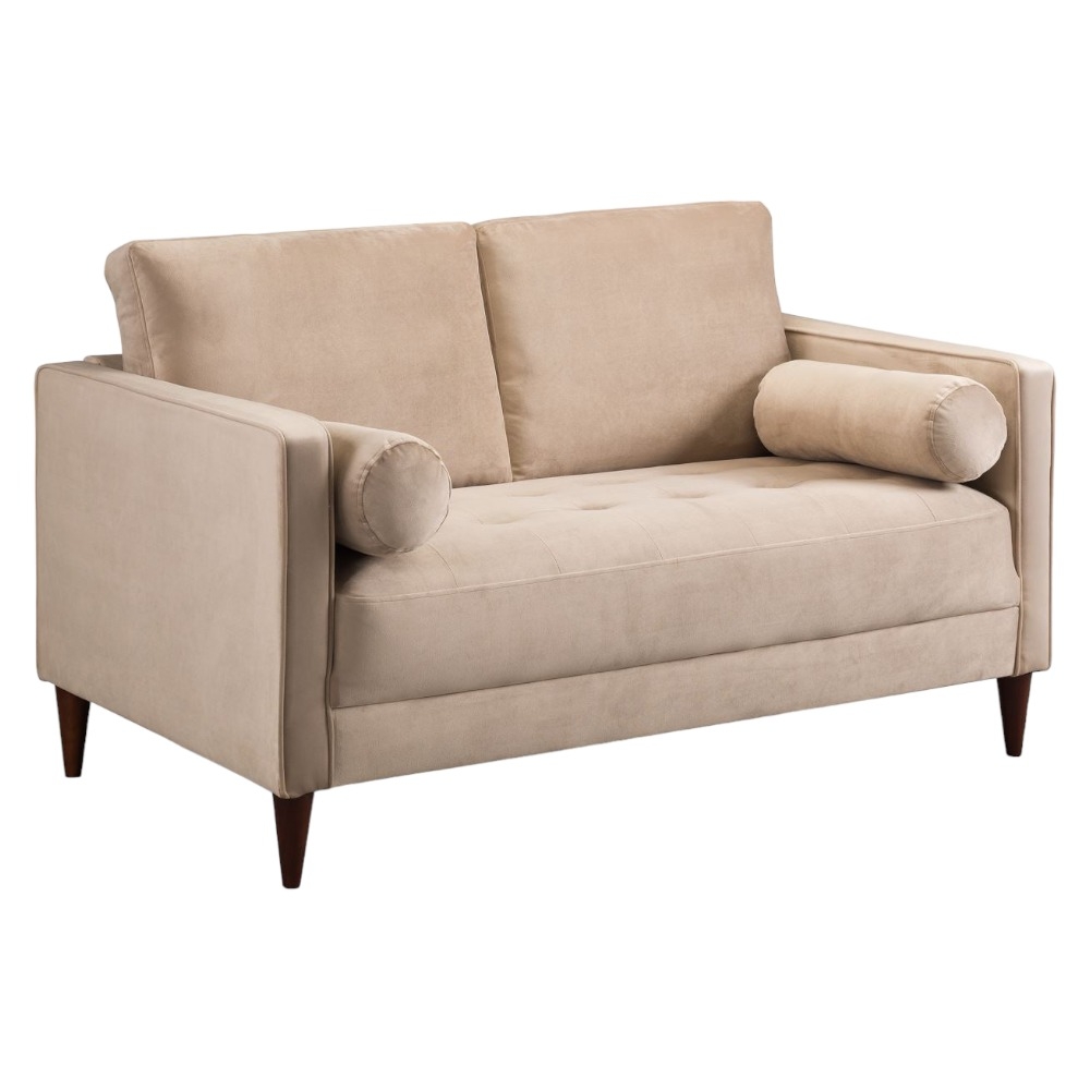 Harper Plush Beige Tufted 2 Seater Sofa
