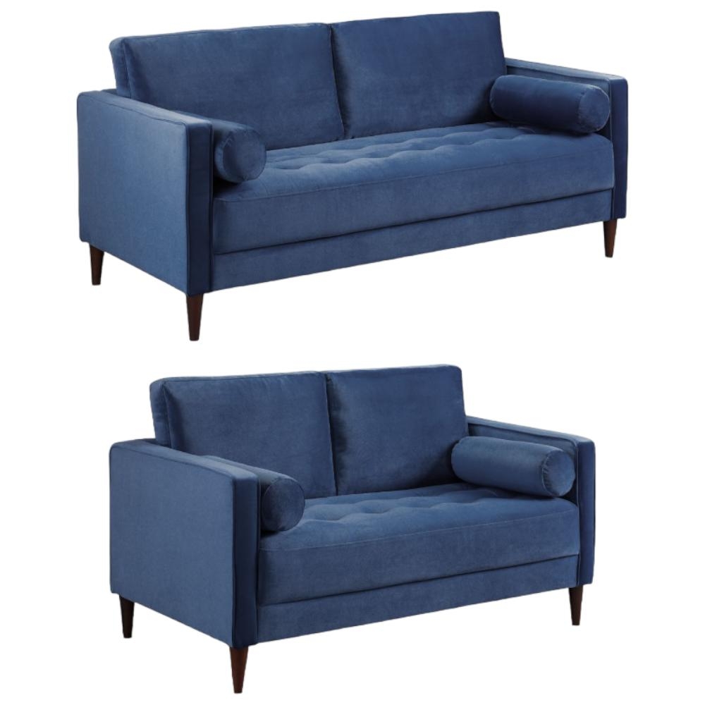 Harper Plush Blue Tufted 32 Seater Sofa