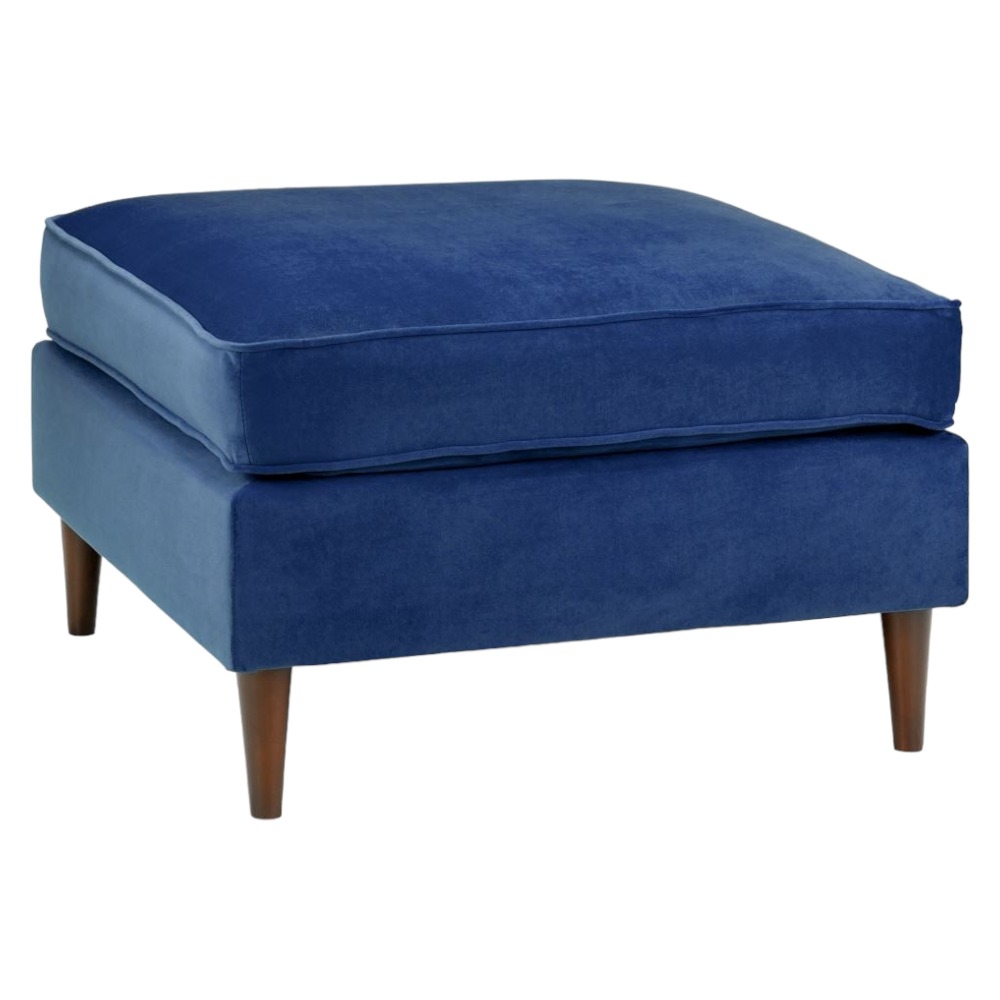Harper Plush Blue Tufted Footstool