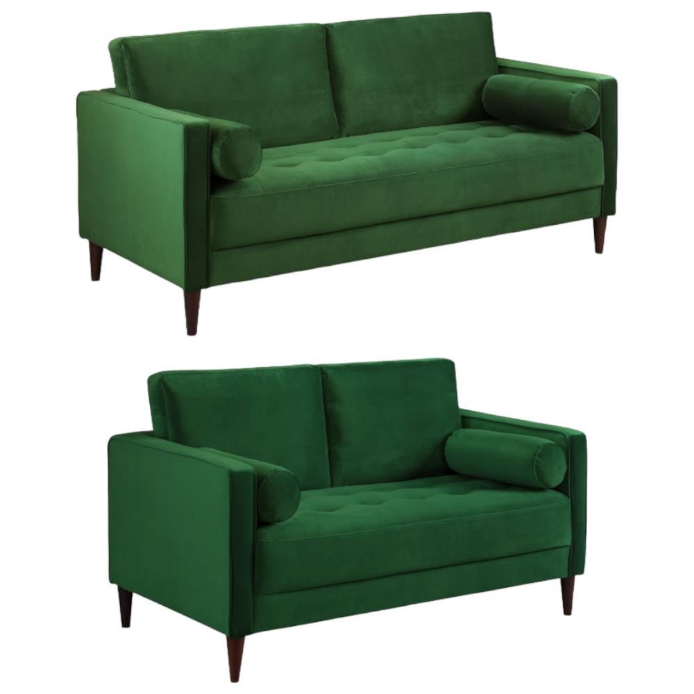 Harper Plush Green Tufted 32 Seater Sofa