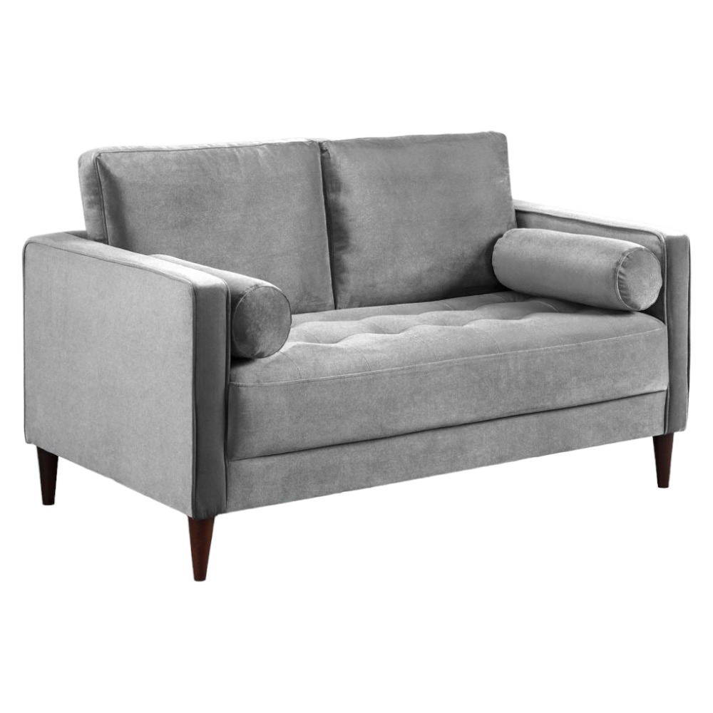 Harper Plush Grey Tufted 2 Seater Sofa
