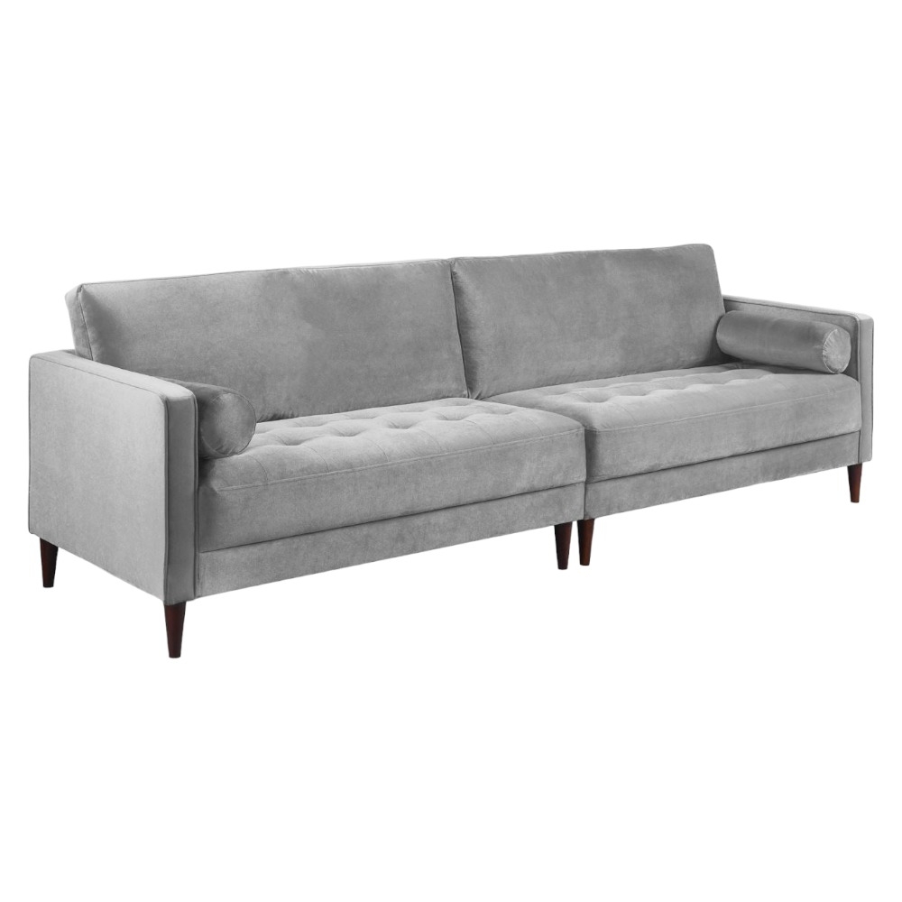 Harper Plush Grey Tufted 4 Seater Sofa