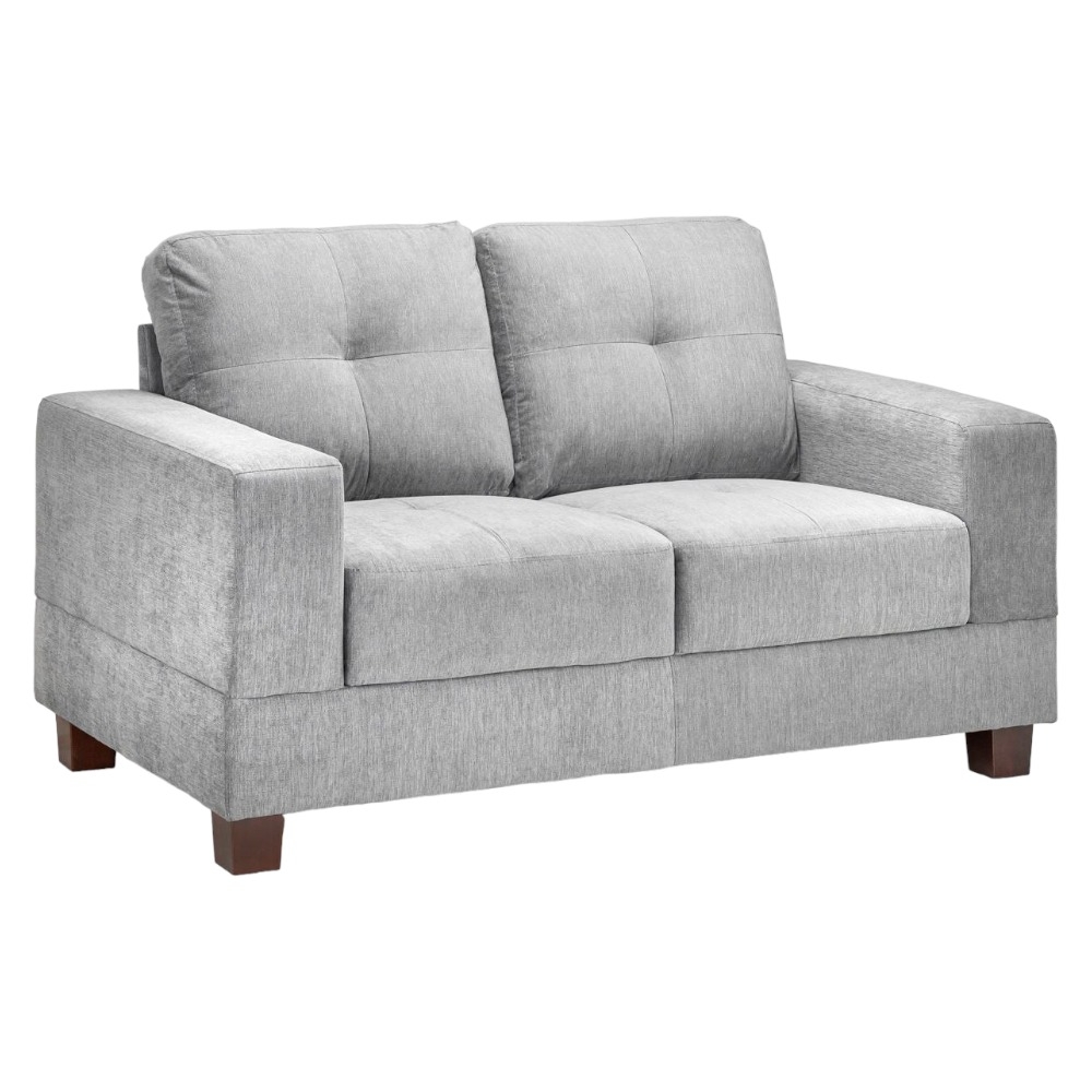 Jerry Grey Tufted 2 Seater Fabric Sofa