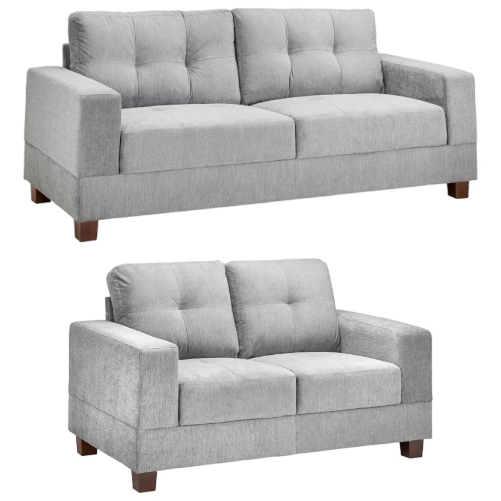 Jerry Grey Tufted 32 Seater Fabric Sofa