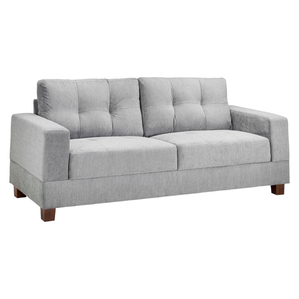 Jerry Grey Tufted 3 Seater Fabric Sofa