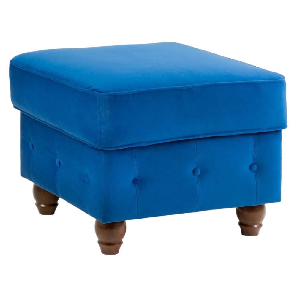 Kensington Flush Blue Tufted Footstool