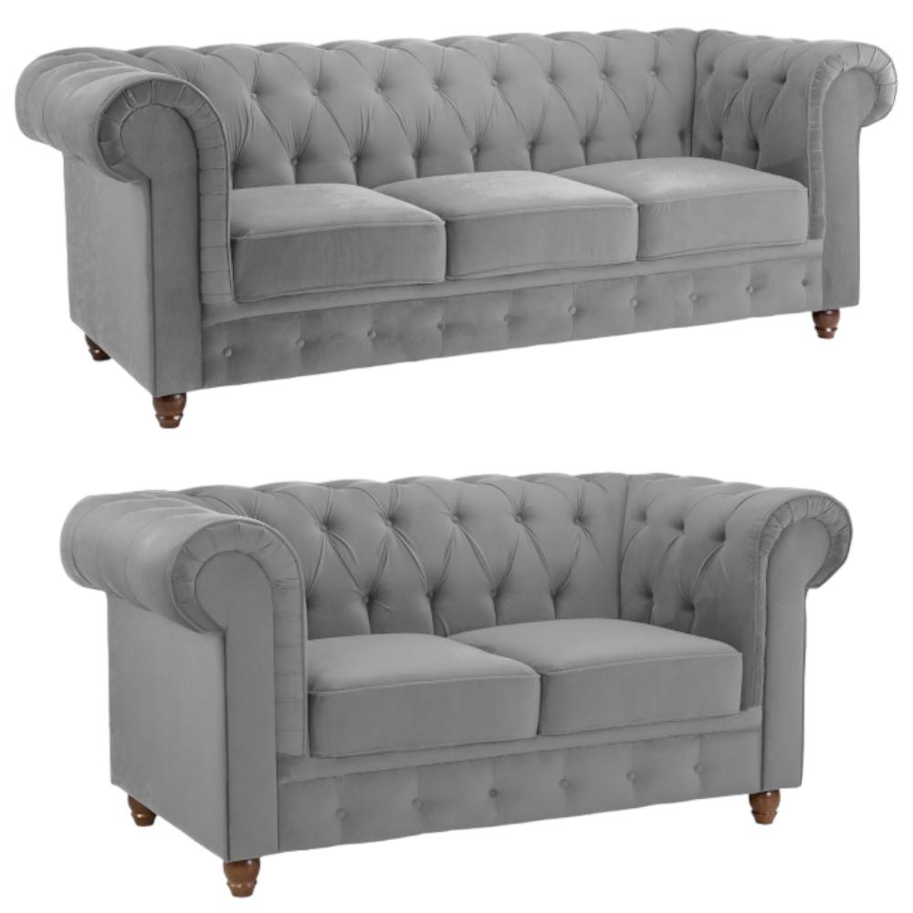 Kensington Flush Grey Tufted 32 Seater Sofa