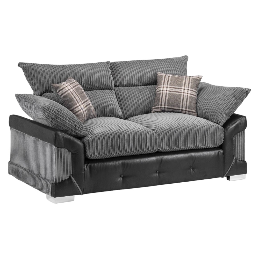 Logan Black And Grey Tufted 2 Seater Sofa