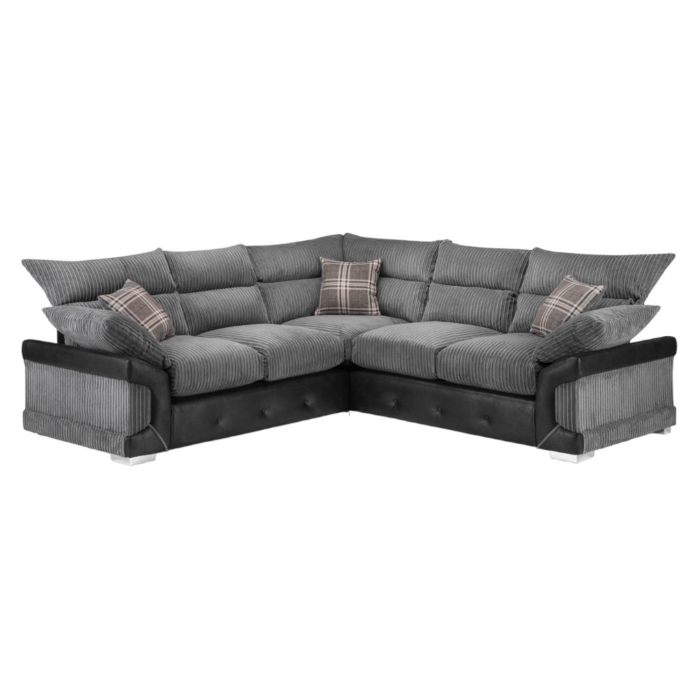 Logan Black And Grey Tufted Large Corner Sofa
