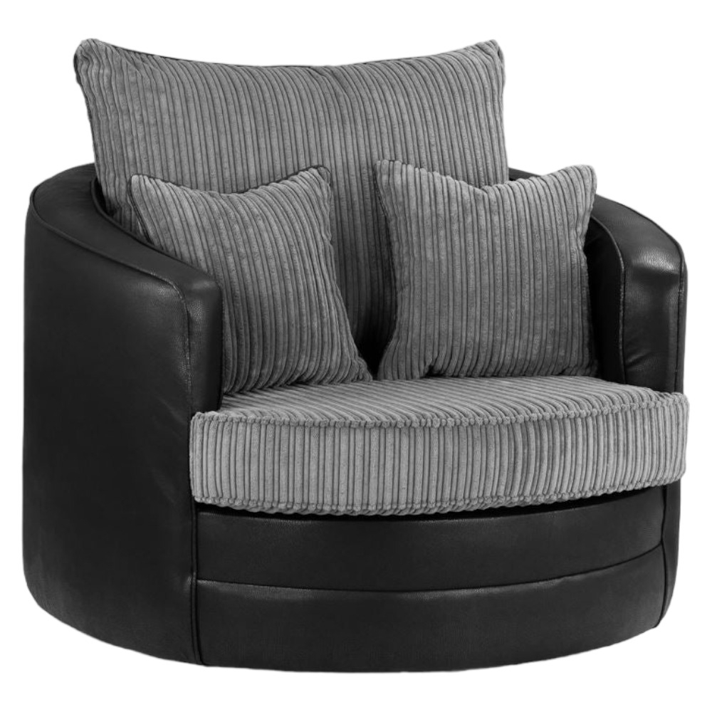 Logan Black And Grey Tufted Swivel Chair Sofa