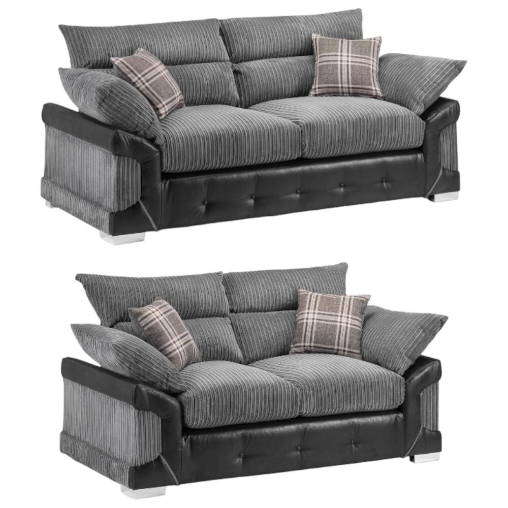Logan Black Grey Tufted 32 Seater Sofa
