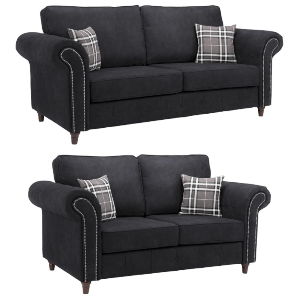 Oakland Charcoal Tufted 32 Seater Sofa
