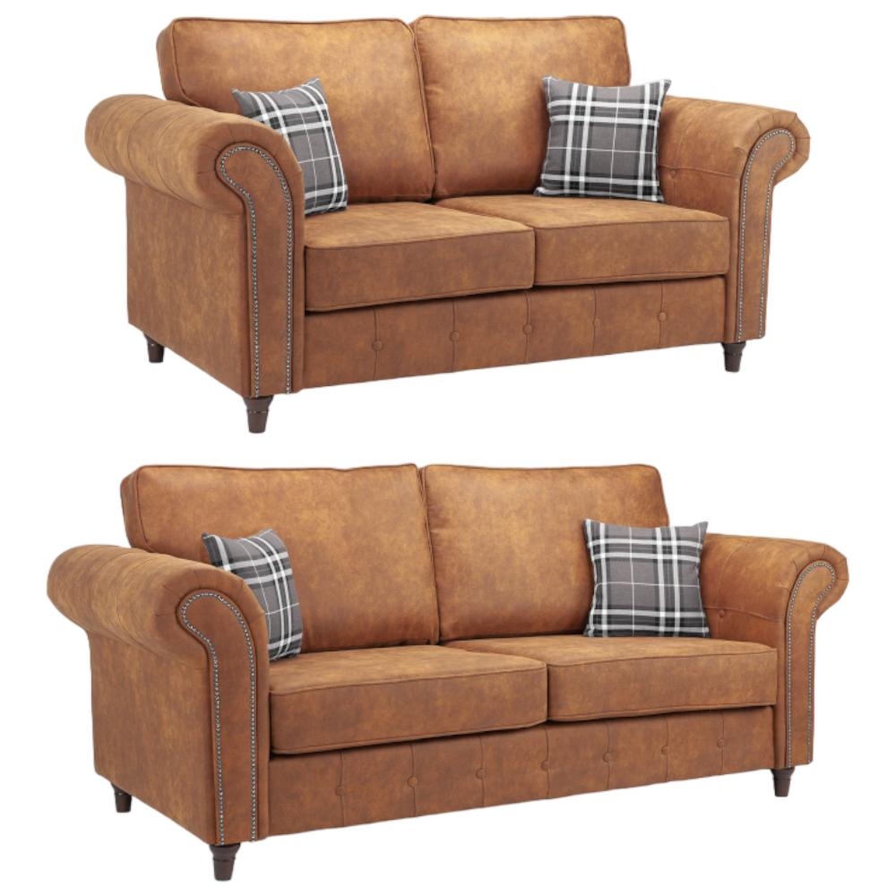 Oakland Tan Tufted 32 Seater Sofa