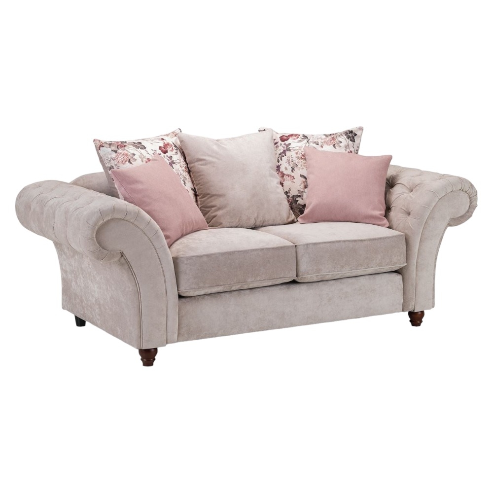 Roma Chesterfield Beige Tufted 2 Seater Sofa