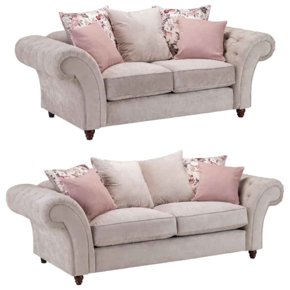 Roma Chesterfield Beige Tufted 32 Seater Sofa