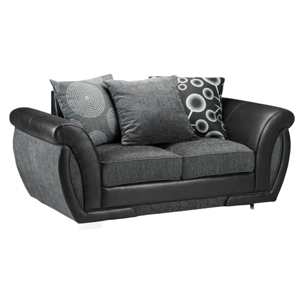 Shannon Black And Grey Tufted 2 Seater Sofa