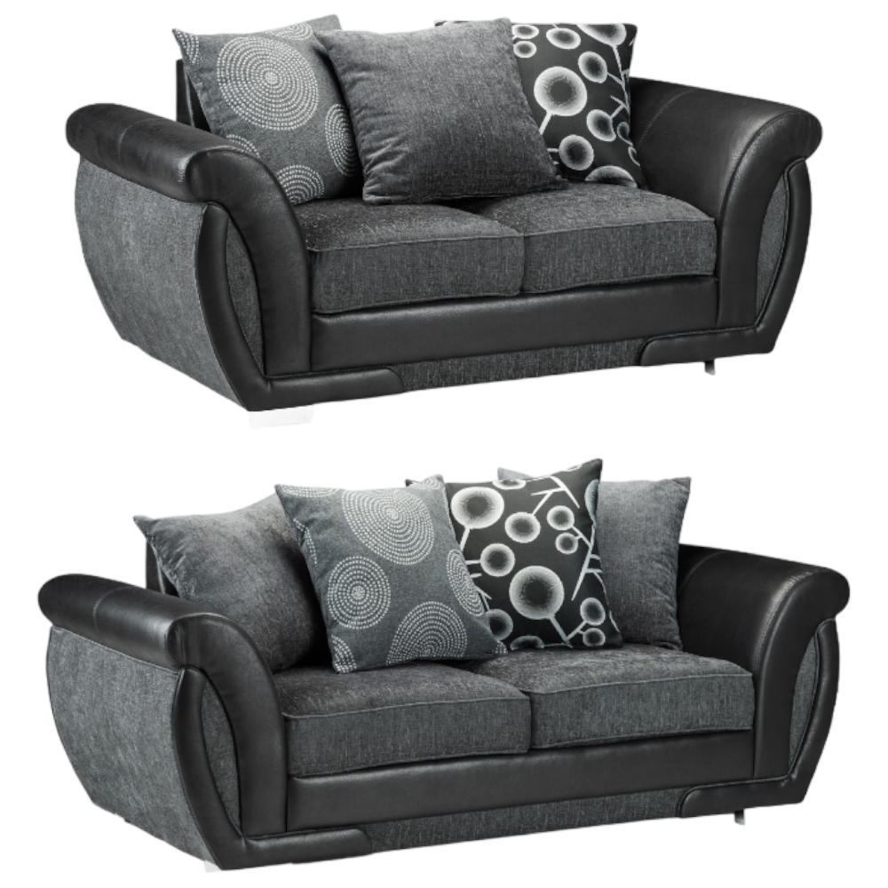 Shannon Black And Grey Tufted 32 Seater Sofa