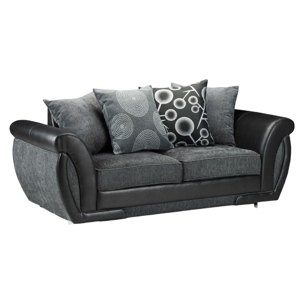 Shannon Black And Grey Tufted 3 Seater Sofa