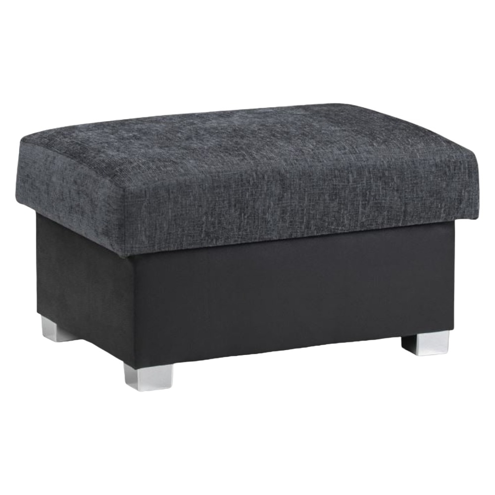 Shannon Black And Grey Tufted Footstool
