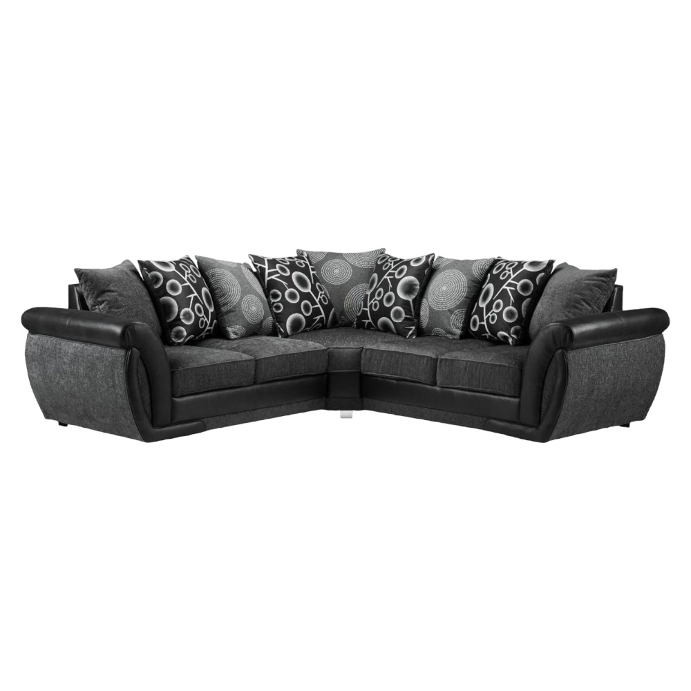 Shannon Black And Grey Tufted Large Corner Sofa