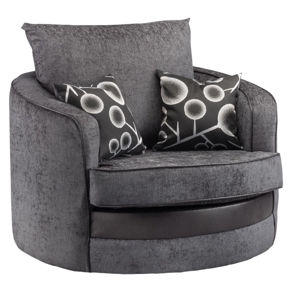 Shannon Black And Grey Tufted Swivel Chair Sofa