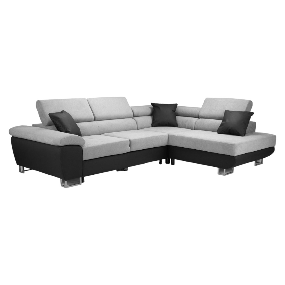 Anton Black And Grey Tufted Right Hand Facing Corner Sofabed