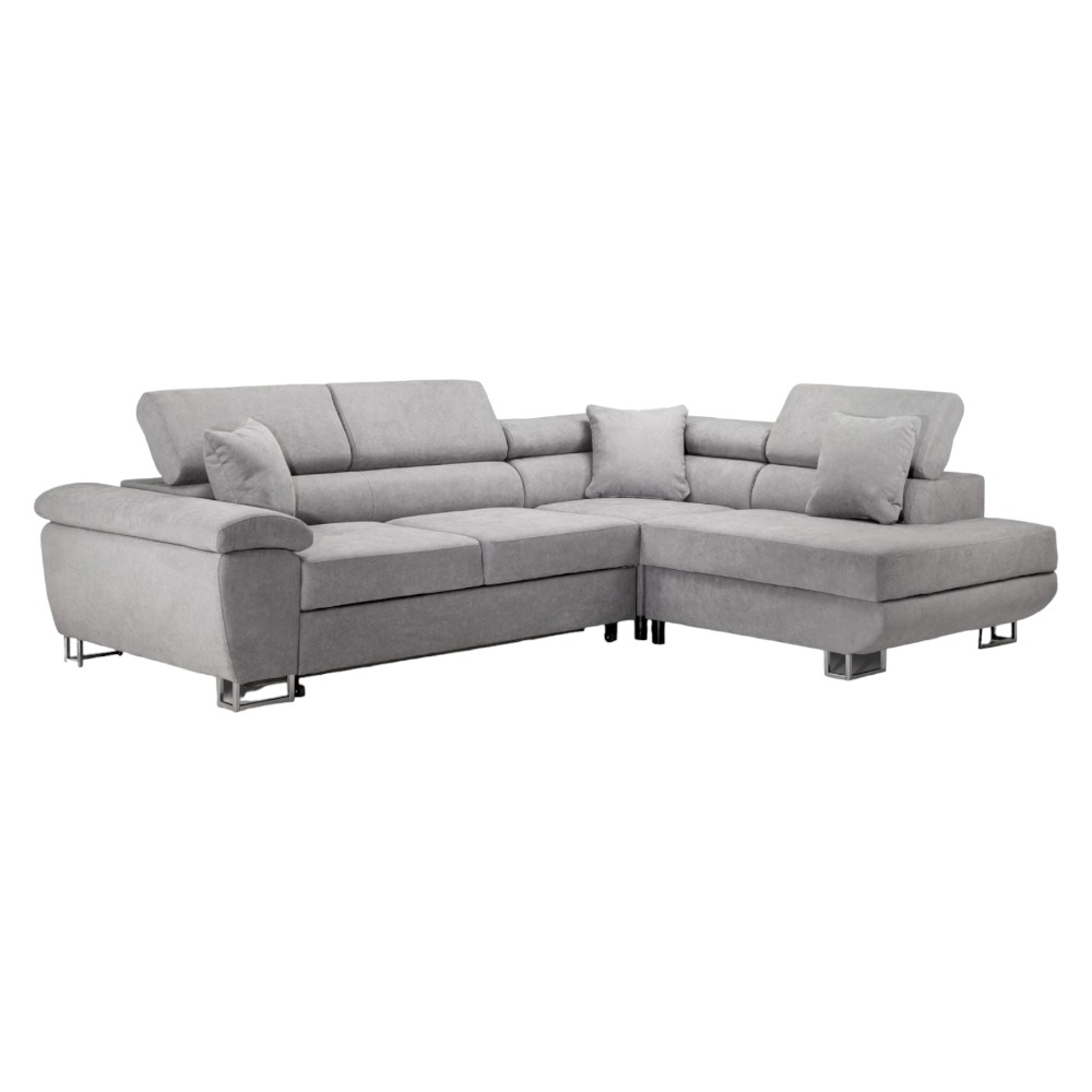 Anton Grey Tufted Right Hand Facing Corner Sofabed
