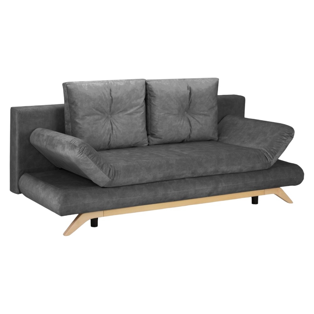 Athell Charcoal Tufted 3 Seater Sofabed