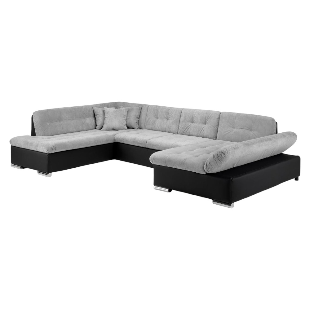 Bergen Black And Grey Tufted Left Hand Facing U Shape Corner Sofabed