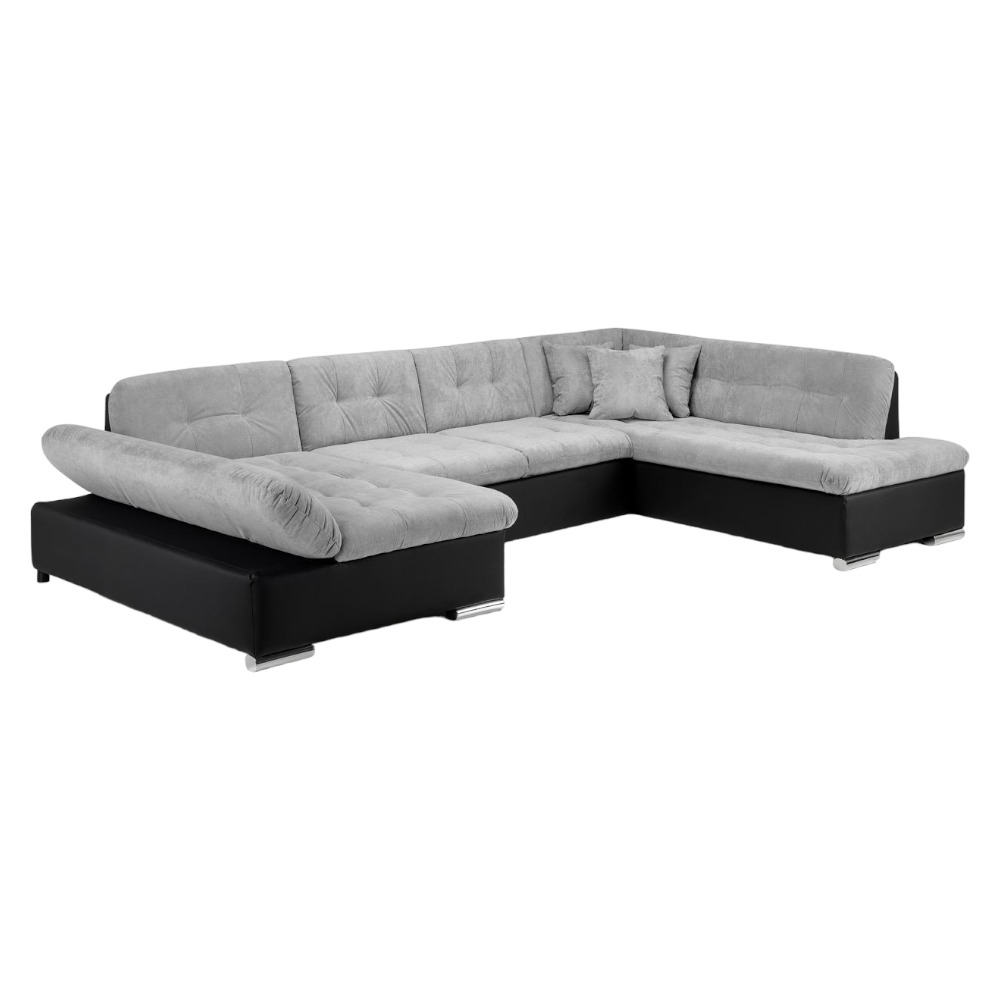Bergen Black And Grey Tufted Right Hand Facing U Shape Corner Sofabed