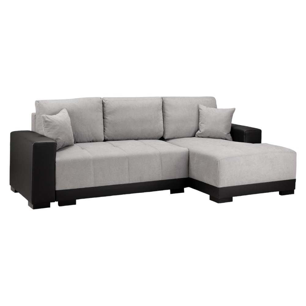 Cimiano Black And Grey Tufted Right Hand Facing Corner Sofabed