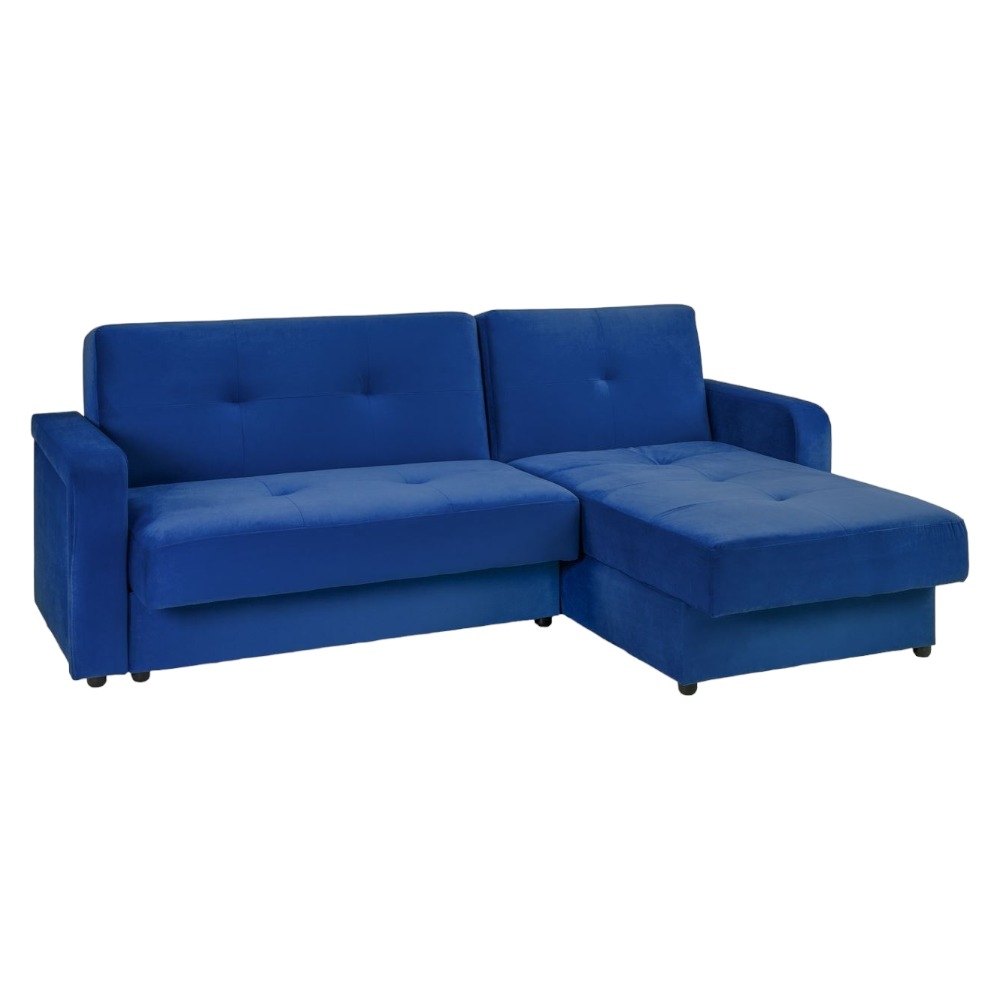 Kair Blue Tufted Plush Universal Corner Sofabed