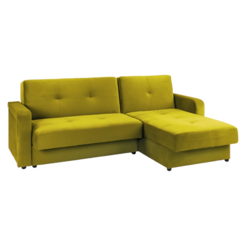 Kair Yellow Tufted Plush Universal Corner Sofabed
