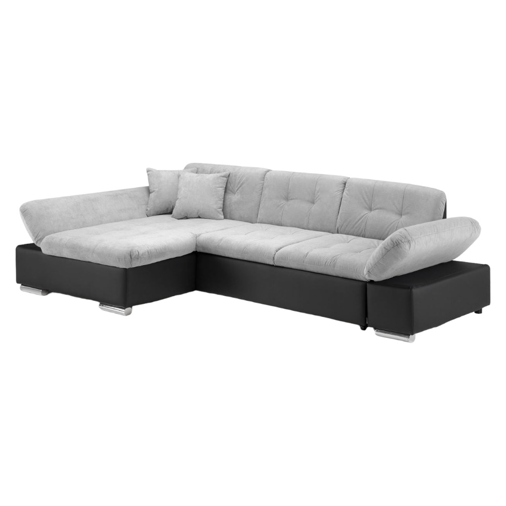 Malvi Black And Grey Tufted Left Hand Facing Corner Sofabed