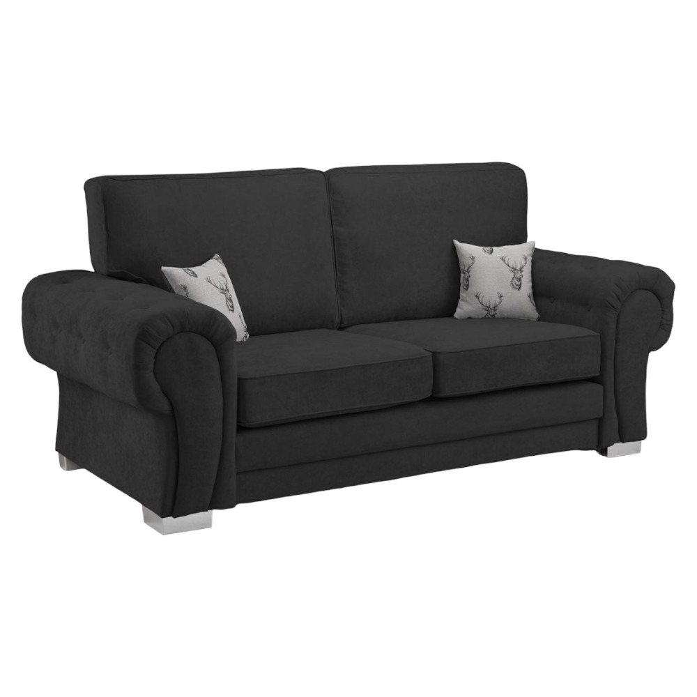 Verona Black Tufted 3 Seater Sofa