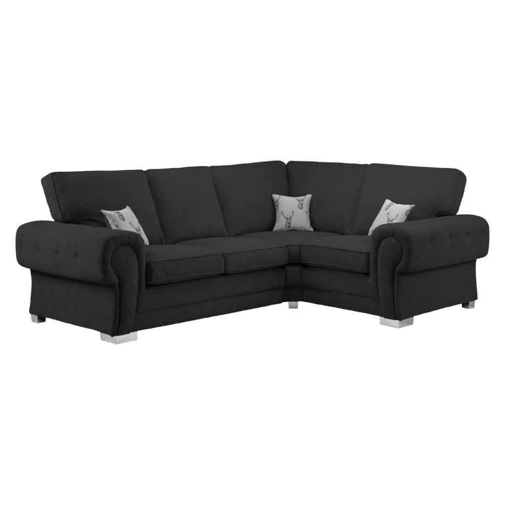 Verona Black Tufted Right Hand Facing Corner Sofabed