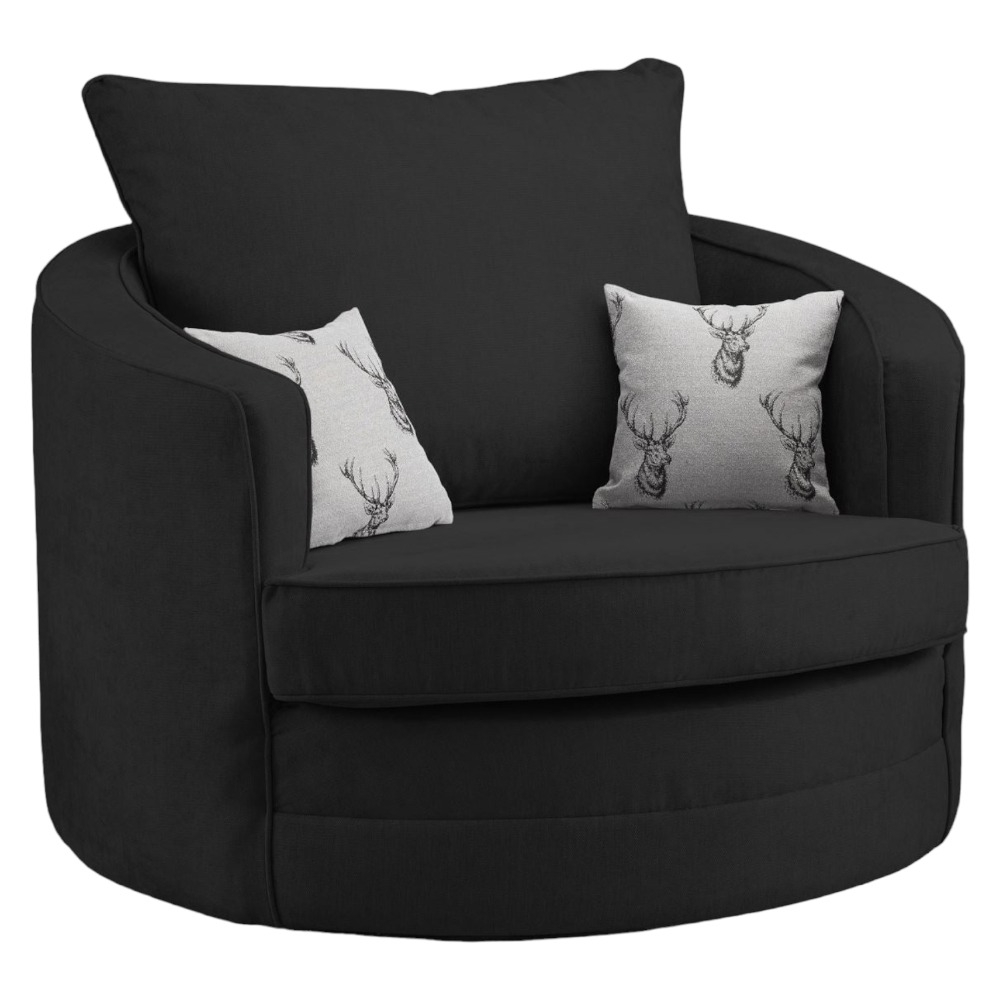 Verona Black Tufted Swivel Chair Sofa