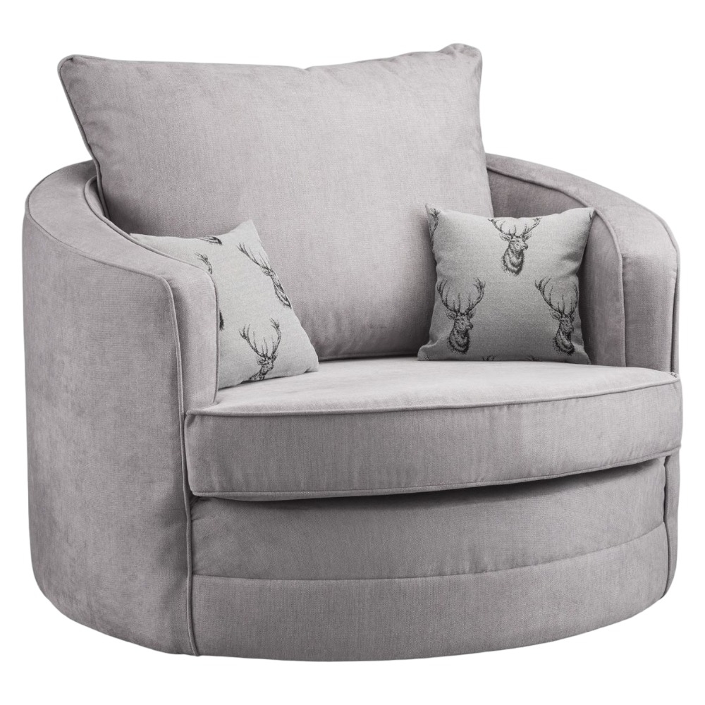 Verona Grey Tufted Swivel Chair Sofa