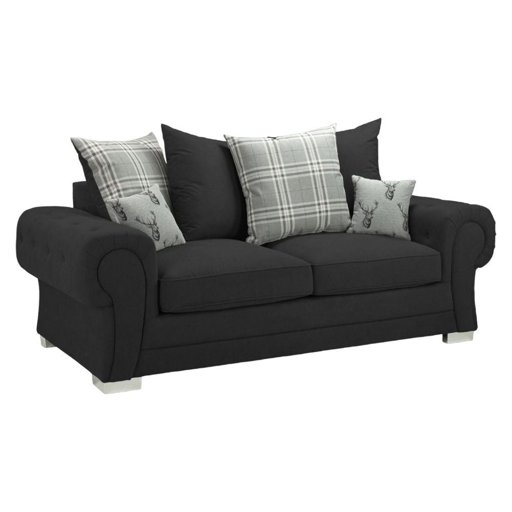 Verona Scatterback Black Tufted 3 Seater Sofabed
