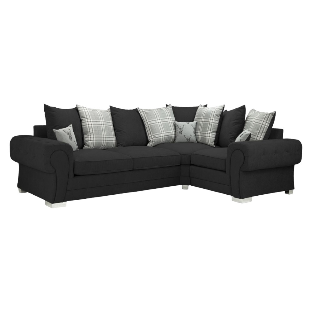 Verona Scatterback Black Tufted Right Hand Facing Corner Sofabed