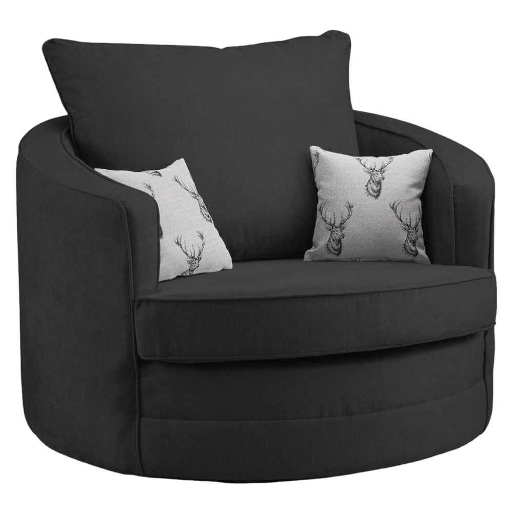 Verona Scatterback Black Tufted Swivel Chair Sofa